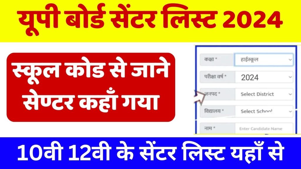 Up Board Ka Centre Kaha Gaya Hai 2024 अभी चेक यूपी बोर्ड सेंटर लिस्ट