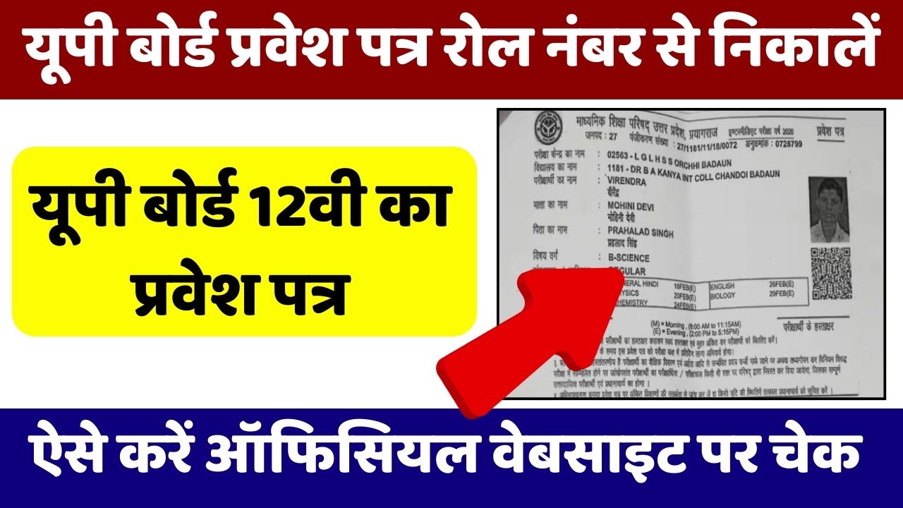 UP Board 12th Admit Card 2024 Roll Number